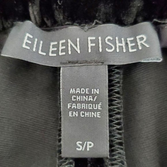 Eileen Fisher Womens Black Velvet Silk Pull On Jogger Pants Size S Elastic Waist - Picture 3 of 8